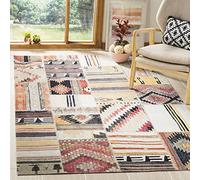 SAFAVIEH Tapis Boho pour Salon, Salle à Manger, Chambre à Coucher - Montage Collection, Tapis à Poil Court, Taupe et Multi, 155 X 229 cm