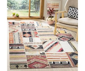Safavieh Tapis Boho pour Salon, Salle à Manger, Chambre à Coucher - Montage Collection, Tapis à Poil Court, Taupe et Multi, 122 X 183 cm