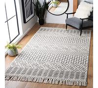 SAFAVIEH Tapis Boho pour Salon, Salle à Manger, Chambre à Coucher - Natura Collection, Tapis à Poil Court, Ivoire et Noir, 152 X 244 cm