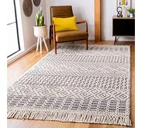 SAFAVIEH Tapis Boho pour Salon, Salle à Manger, Chambre à Coucher - Natura Collection, Tapis à Poil Court, Ivoire et Bleu Marine, 152 X 244 cm