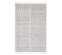 SAFAVIEH Tapis Boho pour Salon, Salle à Manger, Chambre à Coucher - Natura Collection, Tapis à Poil Court, Ivoire et Bleu, 152 X 244 cm