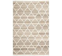 SAFAVIEH Tapis Boho Pour Salon, Salle à manger, Chambre à coucher - Natural Kilim Collection, Tapis à poil court, Gris clair et Ivoire, 183 X 274 cm