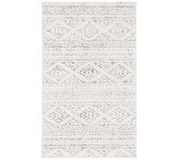 Safavieh Tapis Boho pour Salon, Salle à Manger, Chambre à Coucher - Tulum Collection, Tapis à Poil Court, Ivoire et Gris, 61 x 91 cm