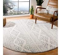 Safavieh Tapis Boho pour Salon, Salle à Manger, Chambre à Coucher - Tulum Collection, Tapis à Poil Court, Ivoire et Gris, 200 x 200 cm