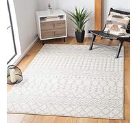 Safavieh Tapis Boho pour Salon, Salle à Manger, Chambre à Coucher - Tulum Collection, Tapis à Poil Court, Ivoire et Gris Clair, 122 x 183 cm