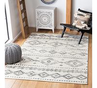 Safavieh Tapis Boho pour Salon, Salle à Manger, Chambre à Coucher - Tulum Collection, Tapis à Poil Court, Ivoire et Gris, 135 x 196 cm