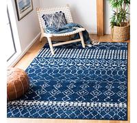 Safavieh Tapis Boho pour Salon, Salle à Manger, Chambre à Coucher - Tulum Collection, Tapis à Poil Court, Marine et Ivoire, 183 X 274 cm