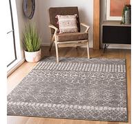 Safavieh Tapis Boho pour Salon, Salle à Manger, Chambre à Coucher - Tulum Collection, Tapis à Poil Court, Gris et Ivoire, 122 X 183 cm