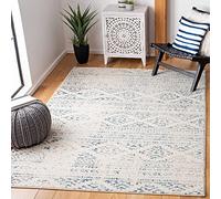 Safavieh Tapis Boho pour Salon, Salle à Manger, Chambre à Coucher - Tulum Collection, Tapis à Poil Court, Ivoire et Turquoise, 160 x 229 cm