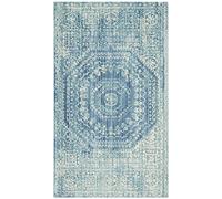 SAFAVIEH Tapis Boho Pour Salon, Salle à manger, Chambre à coucher - Valencia Collection, Tapis à poil court, Bleu et Multi, 91 X 152 cm