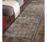 SAFAVIEH Tapis Boho Pour Salon, Salle à manger, Chambre à coucher - Valencia Collection, Tapis à poil court, Gris et Multi, 91 X 152 cm