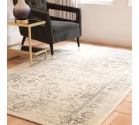 SAFAVIEH Tapis Carré 91 x 91 cm - Adirondack Collection - Transitionnel Design, Ivoire & Argent, Mélange Synthétique Entretien Facile, Idéal pour Salon, Chambre, Bureau