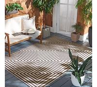 Safavieh Tapis carré pour intérieur/extérieur, tressé, Collection Maison sur la Plage, BHS123, en crème/Marron, 201 x 201 cm