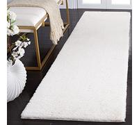 Safavieh Tapis Contemporain - Lavable en Machine et Antidérapant - Salon, Salle à Manger, Chambre à Coucher - Faux Rabbit Fur Collection, Tapis à Poil Court, Blanc Cassé, 62 x 240 cm