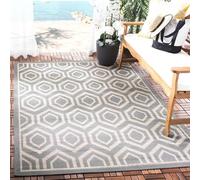 SAFAVIEH Tapis Contemporain Pour Intérieur et extérieur - Courtyard Collection, Tapis à poil court, Anthracite et beige, 160 X 231 cm
