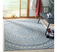 SAFAVIEH Tapis Contemporain Pour Intérieur et extérieur - Courtyard Collection, Tapis à poil court, Gris clair et bleu, 122 X 170 cm