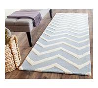 SAFAVIEH Tapis Contemporain Pour Salon, Salle à manger, Chambre à coucher - Cambridge Collection, Tapis à poil court, Bleu et Ivoire, 76 X 244 cm