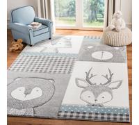 Safavieh Tapis Contemporain pour Salon, Salle à Manger, Chambre à Coucher - Carousel Kids Collection, Tapis à Poil Court, Gris et Ivoire, 160 x 229 cm