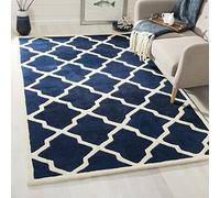 SAFAVIEH Tapis Contemporain Pour Salon, Salle à manger, Chambre à coucher - Chatham Collection, Tapis à poil court, Bleu foncé et ivoire, 152 X 244 cm