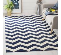 SAFAVIEH Tapis Contemporain pour Salon, Salle à Manger, Chambre à Coucher - Chatham Collection, Tapis à Poil Court, Bleu foncé et Ivoire, 122 X 183 cm