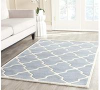 SAFAVIEH Tapis Contemporain Pour Salon, Salle à manger, Chambre à coucher - Chatham Collection, Tapis à poil court, Bleu et Ivoire, 183 X 274 cm