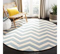 SAFAVIEH Tapis Contemporain Pour Salon, Salle à manger, Chambre à coucher - Chatham Collection, Tapis à poil court, Bleu et Ivoire, 152 X 152 cm