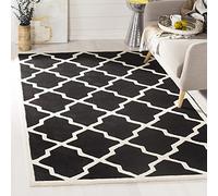 SAFAVIEH Tapis Contemporain Pour Salon, Salle à manger, Chambre à coucher - Chatham Collection, Tapis à poil court, Noir et Ivoire, 122 X 183 cm