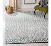 Safavieh Tapis Contemporain pour Salon, Salle à Manger, Chambre à Coucher - Collection Abstrait - Poils Courts - Bleu et Ivoire - 122 x 183 cm