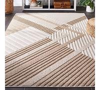 SAFAVIEH Tapis Contemporain pour Salon, Salle à Manger, Chambre à Coucher - Collection Glacier - Poils Courts, Beige et Beige Clair, 91 x 152 cm