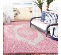 SAFAVIEH Tapis Contemporain Pour Salon, Salle à manger, Chambre à coucher - Courtyard Collection, Tapis à poil court, Gris clair et Fuchsia, 122 X 170 cm