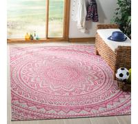 SAFAVIEH Tapis Contemporain Pour Salon, Salle à manger, Chambre à coucher - Courtyard Collection, Tapis à poil court, Gris clair et Fuchsia, 160 X 231 cm