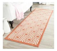 SAFAVIEH Tapis Contemporain Pour Salon, Salle à manger, Chambre à coucher - Courtyard Collection, Tapis à poil court, Beige et Terracotta, 69 X 201 cm