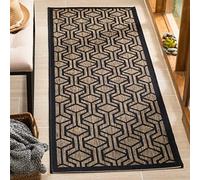 SAFAVIEH Tapis Contemporain Pour Salon, Salle à manger, Chambre à coucher - Courtyard Collection, Tapis à poil court, Marron et noir, 69 X 201 cm