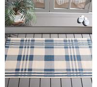 SAFAVIEH Tapis Contemporain Pour Salon, Salle à manger, Chambre à coucher - Courtyard Collection, Tapis à poil court, Beige et bleu, 122 X 170 cm