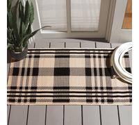 Safavieh Tapis Contemporain pour Salon, Salle à Manger, Chambre à Coucher - Courtyard Collection, Tapis à Poil Court, Noir et Os, 75 x 120 cm