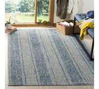 SAFAVIEH Tapis Contemporain Pour Salon, Salle à manger, Chambre à coucher - Courtyard Collection, Tapis à poil court, Gris clair et bleu, 160 X 231 cm