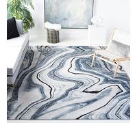 Safavieh Tapis Contemporain pour Salon, Salle à Manger, Chambre à Coucher - Craft Collection, Tapis à Poil Court, Bleu et Gris, 160 x 229 cm