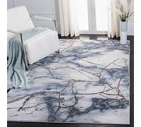 Safavieh Tapis Contemporain pour Salon, Salle à Manger, Chambre à Coucher - Craft Collection, Tapis à Poil Court, Gris et Bleu, 79 x 152 cm