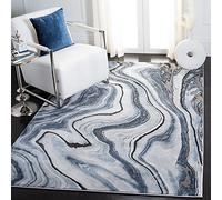 Safavieh Tapis Contemporain pour Salon, Salle à Manger, Chambre à Coucher - Craft Collection, Tapis à Poil Court, Bleu et Gris, 122 x 183 cm