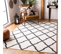 SAFAVIEH Tapis Contemporain Pour Salon, Salle à manger, Chambre à coucher - Dhurrie Collection, Tapis à poil court, Ivoire et Anthracite, 152 X 244 cm