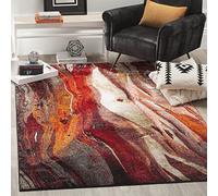 Safavieh Tapis Contemporain pour Salon, Salle à Manger, Chambre à Coucher - Glacier Collection, Tapis à Poil Court, Rouge et Multi, 160 X 229 cm