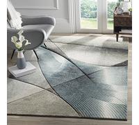 Safavieh Tapis Contemporain pour Salon, Salle à Manger, Chambre à Coucher - Hollywood Collection, Tapis à Poil Court, Gris et Sarcelle, 201 x 274 cm