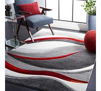 Safavieh Tapis Contemporain pour Salon, Salle à Manger, Chambre à Coucher - Hollywood Collection, Tapis à Poil Court, Gris et Rouge, 200 x 300 cm