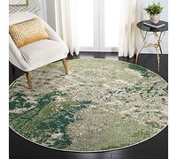 Safavieh Tapis Contemporain pour Salon, Salle à Manger, Chambre à Coucher - Madison Collection, Tapis à Poil Court, Vert et Ivoire, 160 x 160 cm