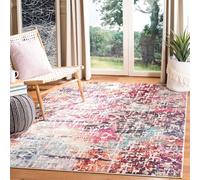 Safavieh Tapis Contemporain pour Salon, Salle à Manger, Chambre à Coucher - Madison Collection, Tapis à Poil Court, Rouge et Bleu Clair, 160 X 229 cm