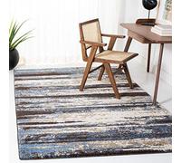 SAFAVIEH Tapis Contemporain Pour Salon, Salle à manger, Chambre à coucher - Retro Collection, Tapis à poil court, Crème et Bleu, 122 X 183 cm
