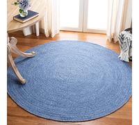 Safavieh Tapis Contemporain pour Salon, Salle à Manger, Chambre à Coucher - Réversible - Braided Collection, Tapis à Poil Court, Bleu, 122 x 122 cm