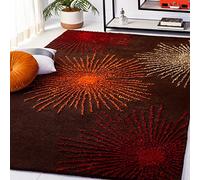 Safavieh Tapis Contemporain pour Salon, Salle à Manger, Chambre à Coucher - Soho Collection, Tapis à Poil Court, Rouge et Ivoire, 107 X 168 cm