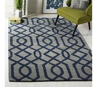 SAFAVIEH Tapis Contemporain Pour Salon, Salle à manger, Chambre à coucher - Soho Collection, Tapis à poil court, Gris et bleu foncé, 152 X 244 cm