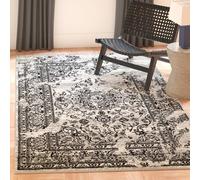 SAFAVIEH Tapis d'Appoint 91 x 152 cm - Adirondack Collection - Transitionnel Design, Argent & Noir, Mélange Synthétique Entretien Facile, Idéal pour Salon, Chambre, Bureau